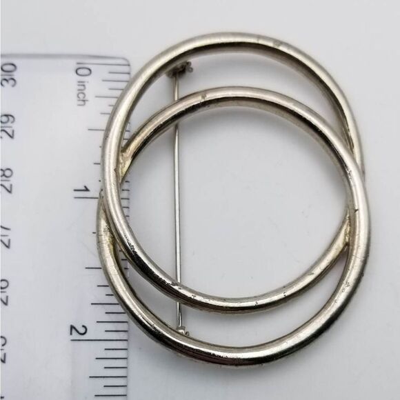 Twin double circle forever entwined brooch - Picture 1 of 2
